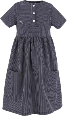 Produktbild von modAS Kinder Fischerkleid Klassisch - Gestreiftes Kleid im Finkenwerder-Stil mit schmalen Streifen in Blau Größe 134