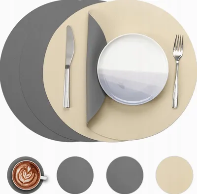 Produktbild von Tischsets Rund 38 cm 4 Stück Beidseitig Rutschfest