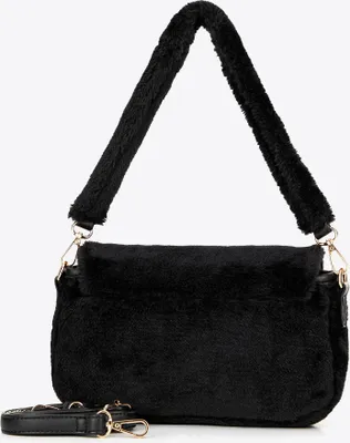 Produktbild von Wittchen Damen-Umhängetasche mit Pelzbesatz, schwarzes Polyester