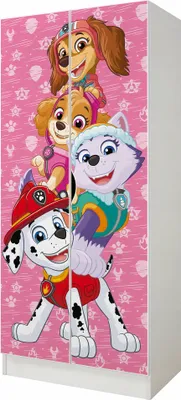 Produktbild von Kinderschrank 70cm breit mit Paw Patrol Charaktere Marshall Everest Skye Zuma Mehrzweckschrank für Kinderzimmer Schrank für Kinder 70cmx162cmx43cm
