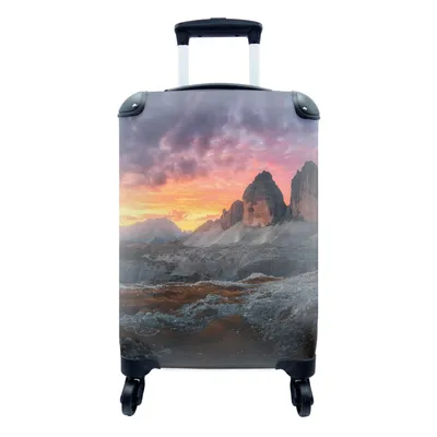 Produktbild von MuchoWow® Koffer Handgepäck Trolley Rollkoffer Kleine Reisekoffer mit 4 Rollen - Felsen - Berg - Sonnenuntergang - Landschaft - Cabin Size < 55x40x23 cm & 55x40x20 cm - Fotokoffer - Kabinenkoffer - Boardgepäck - Reise-Box - Reisekoffer - Reisegepäck - Koffer mit Bild - Trolley für Kinder
