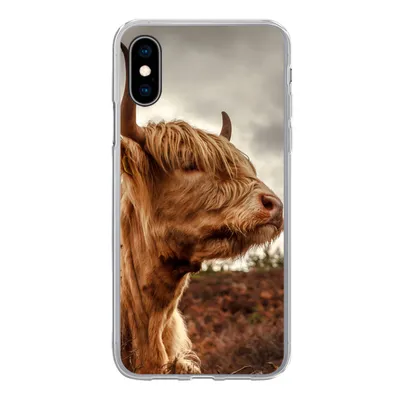 Produktbild von MuchoWow® Handyhülle Schutzhülle Hülle für iPhone X Scottish Highlander - Strauch - Heidekraut Silikon Softcase Handy Hülle - Handyhülle
