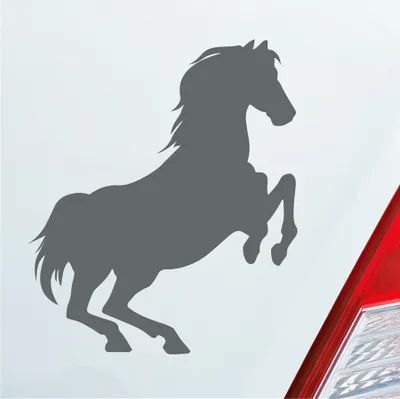 Produktbild von Auto Aufkleber Pferd Horse Pony Pferdeliebhaber Reiten 10x11,5 cm Grau Sticker Heckscheibenaufkleber