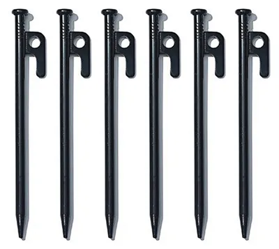 Produktbild von 1/4/6 Stück 20/25/30/40 cm Stahl-Zeltnägel, robust, für Outdoor-Wandern, Camping, Zelte, Planen, Überdachungen, windfest, Bodenanker, Metall-Zeltpflöcke