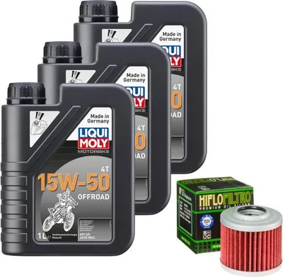 Image de Kit d'entretien pour BMW F 650 CS Scarver K14 année 2002, LIQUI MOLY 15W-50 Off. 3L + filtre à huile HiFlo HF151