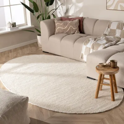 Image de Volero - Tapis ovale en laine - Feline Blanc - 205x305 cm