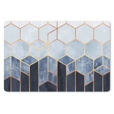 Produktbild von MuchoWow® Schreibtischunterlage Sechseck - Gold - Schablonen 60x40 cm - XXL Mauspad - Großes Mauspad