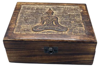 Immagine prodotto di Scatola in legno grande per ricordi, dimensioni 20x15x7,5 cm - Motivo: Buddha