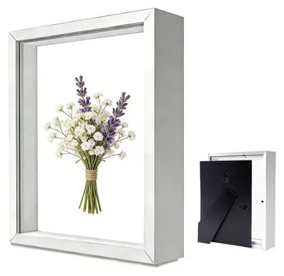 Produktbild von Bilderrahmen zum Befüllen - Tiefer Objektrahmen für Wand und Desktop - 10 x 15 x 3 cm - Weiß