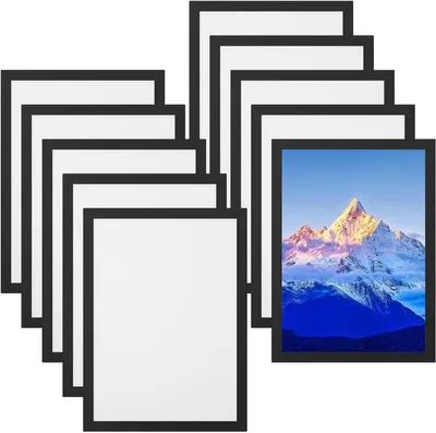 Productafbeelding van PromoHome® 10 magnetische fotolijstjes, formaat A4 – zwart, zelfklevend, eenvoudig te bevestigen