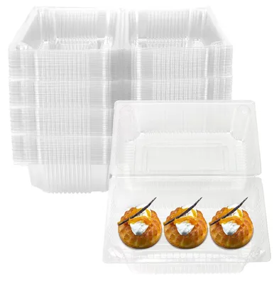 Produktbild von Tortenboxen 60 Stück - Tortenboxen Karton - Lebensmittelbehälter - Wiederverwendbar - Stapelbar - 18.5x12x9.5 cm - Lebensmittelbehälter