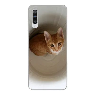 Produktbild von MuchoWow® Handyhülle Schutzhülle Hülle für Samsung Galaxy A70 Katze - Mülleimer - Weiß Silikon Softcase Handy Hülle - Schutzhaube