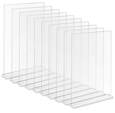10er-Pack A4 Acryl-Displayständer, T-förmig, transparent