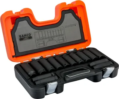 Produktbild von Bahco 1/2-Kraftsteckschlüssel-Satz, metrisch, Sechskant, phosphatiert - 14-tlg.