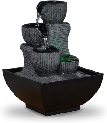 Produktbild von Kamerfontein - Binnenbereichsdekoration - Für Entspannung – Farbwechsel-LED – Höhe 18 cm – Schwarz