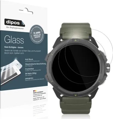 Produktbild von 2x Schutzfolie für Hammer Watch 2 Military Edition - Anti-Shock 9H Folie dipos Glass Kunststoffglas