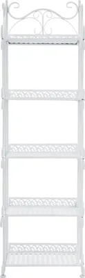 Produktbild von Modernes Mehrzweck-Regal - Faltbares Standregal/Bücherregal - 5 Ebenen - Freistehend - Platzsparend - Für Wohnzimmer - Weiß