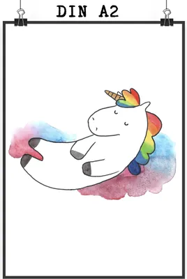 Produktbild von Mr. & Mrs. Panda Bild Einhorn Wolke 7 DIN A2 - Weiß - Geschenk, Unicorn, Wandbild, Einhörner, typografie poster, drucke, Menschen, Lustig, Plakat, wanddeko, Lächeln