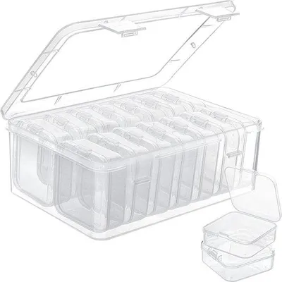 Zdjęcie produktu dla Małe, przezroczyste plastikowe pudełko na biżuterię i koraliki
