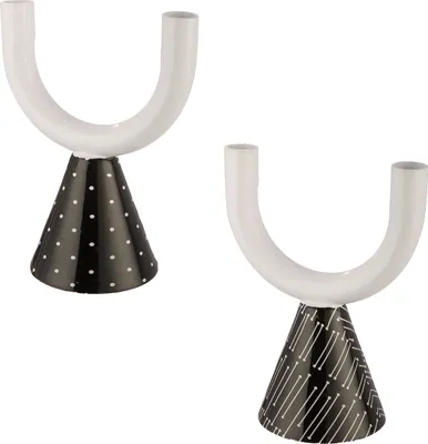 Zdjęcie produktu dla Gilde Kerzenleuchter, "Black & White", gepunktet, gestreift, Metall, schwarz, weiß, , , L. 10 cm, B. 15,5 cm, H. 20 cm 2 Stück wie abgebildet 55246