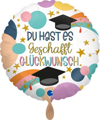 Produktbild von Folienballon rund Du hast es geschafft 43cm Abitur Prüfung Bachelor Master