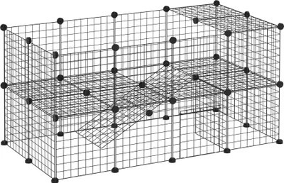 Produktbild von DIY Welpenlaufstall Metallgitter Freigehege 36 Platten Schwarz 146x73x73 cm für Kleintiere