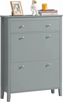 Zdjęcie produktu dla FSR89 Szafka na buty, z 2 klapami i szufladą, szara, ok. 80×108×25 cm
