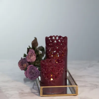 Image de Star Trading 062-29 Bougie de cire LED rouge 15cm 6/18h Timer Design de la rampe Ø8cm