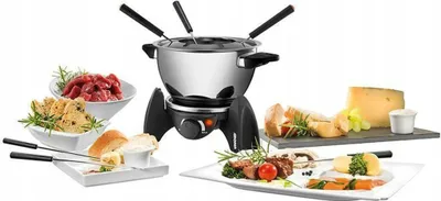 Productafbeelding van Unold 48615 Elektrische fondue set, 500 W, geschikt voor 6 personen, roestvrij staal/zwart