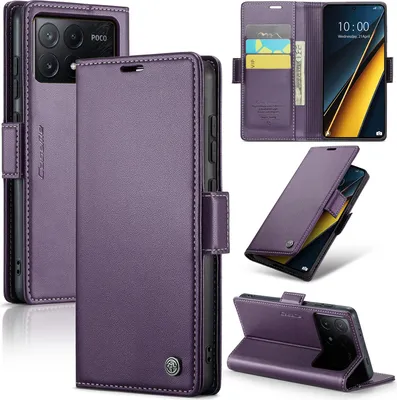 Immagine prodotto di Xiaomi Poco X6 Pro Case, Custodia in pelle con funzione stand per Xiaomi Poco X6 Pro /Redmi K70E Viola