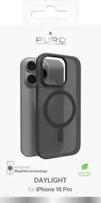 Zdjęcie produktu dla PURO PUIPC16P61DAYLBLK, Pokrowiec, Apple, iPhone 16 Pro, 16 cm (6.3"), Czarny, Półprzezroczysty
