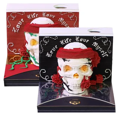 Image de Calendrier 3D 2026 avec un motif de crâne d'Halloween