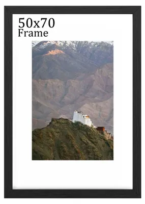 Fotolijst 50x70 cm, Holz, mit Passepartout, schwarz, Wandmontage
