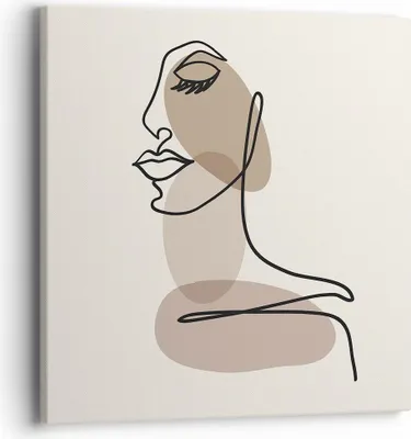 Produktbild von Bild auf Leinwand - Leinwandbild - Einteilig - Zeichnung einzeilig Frau - 40x40cm - Wand Bild - Wanddeko - Wandbilder - Leinwanddruck - Bilder - Wanddekoration - Leinwand bilder - AC40x40-4612