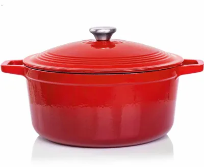 Image de Casserole en fonte émaillée de 6 litres, adaptée aux plaques à induction et aux gazinières