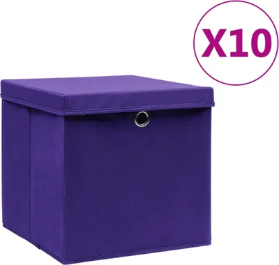 Obrázok produktu pre Úložné boxy s vekom 10 ks, 28x28x28 cm, fialové