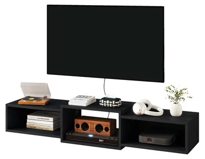 Immagine prodotto di Mobile TV a parete, mensola sospesa per TV con spazio contenitivo, colore nero