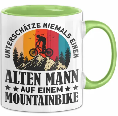 Produktbild von Mtb Mountainbilker Geschenk Tasse Unterschätze Niemals Einen Alten Mann Mit Einem Mountainbike (Grün)