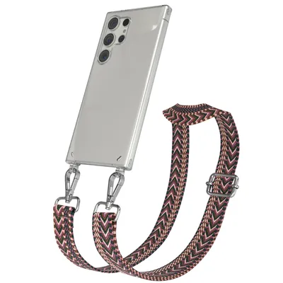 Produktbild von EAZY CASE Handykette - Verstellbarer Trageriemen kompatibel mit Samsung Galaxy S24 Ultra, Handykordel mit transparenter Silikon-Hülle, Band in Lila