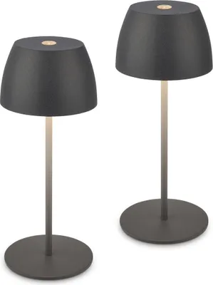 Image de 2x Mini LED Lampe de table Sans fil Accu Lampe IP44 Dimmable Touch Anthracite