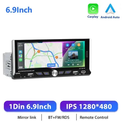 Zdjęcie produktu dla Radio samochodowe – odtwarzacz MP5 2-DIN z systemem Android 13 – ekran dotykowy 17,7 cm – 4+64 GB – rozdzielczość 1280x480 – FM RDS – 2x USB + USB-C – sterowanie z kierownicy