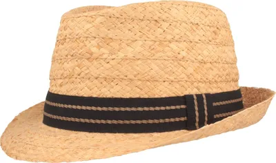 Sehr leichter Stroh Trilby Hut mit gestreifter Garnitur von Hut-Breiter in beige