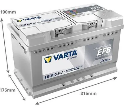 Image de Varta LED80 Professional EFB 12V 80Ah 800A 930 080 080