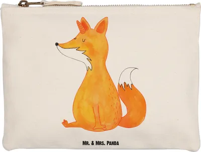 Produktbild von Mr. & Mrs. Panda kosmetiktäschchen Einhorn Fuchs Grösse XL Große - Weiß - Geschenk, Kulturbeutel, Mäppchen, Baumwolltasche, Unicorn, Kosmetiktasche, Schminktasche, Etui
