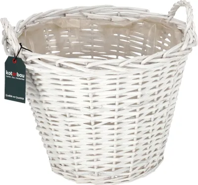 Produktbild von KOTARBAU® Blumentopf geflochten Korb geflochten Weidenkorb für Blumen ⌀ 38 cm Flechtkorb Weidentopf Übertopf Rustikal Weiß