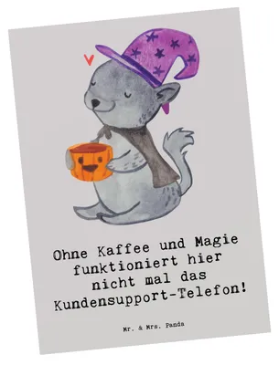 Produktbild von Mr. & Mrs. Panda Postkarte Kundensupport Magie - Grau Pastell - Geschenk, Serviceorientiert, Beruf, Grußkarte, bildkarte, Postkarten, handgefertigte Geschenke, Stress