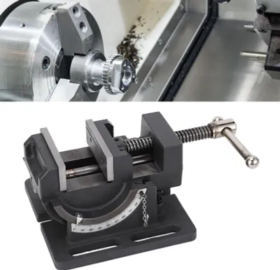 Image de Dispositif pour perceuse, étau pour perceuse, fonte, base rectifiée, en forme de croix, inclinable