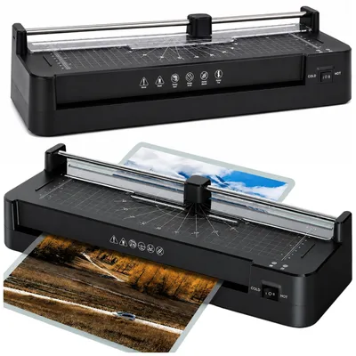 Obrázek produktu pro Laminátor 3 v 1 s těsněním a gilotinou pro fotografické dokumenty formátu A3 Černá