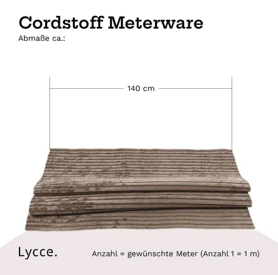 Cordstoff Meterware 1,40 m breiter Polsterstoff für Möbel Kissenbezüge DIY Zuschnitt taupe