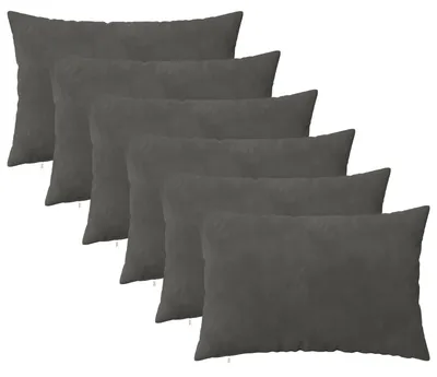 Image de vidaXL, housses de coussin, 6 pièces, HEERLEN, gris foncé, 50 x 70 cm, velours